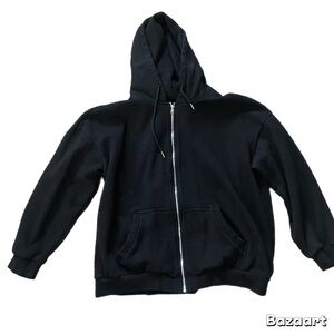 Sz XL Black Zip Front Hoodie Jacket Anrabess